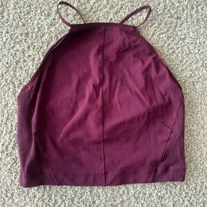 Crop X cross tank deep plum Nike workout top